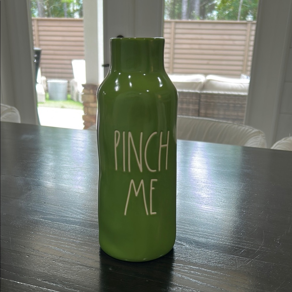 Rae Dunn Green “Pinch Me” Ceramic Vase